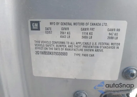 2007 Chevrolet Impala Ls from USA, damaged, VIN 2G1WB58K979330980